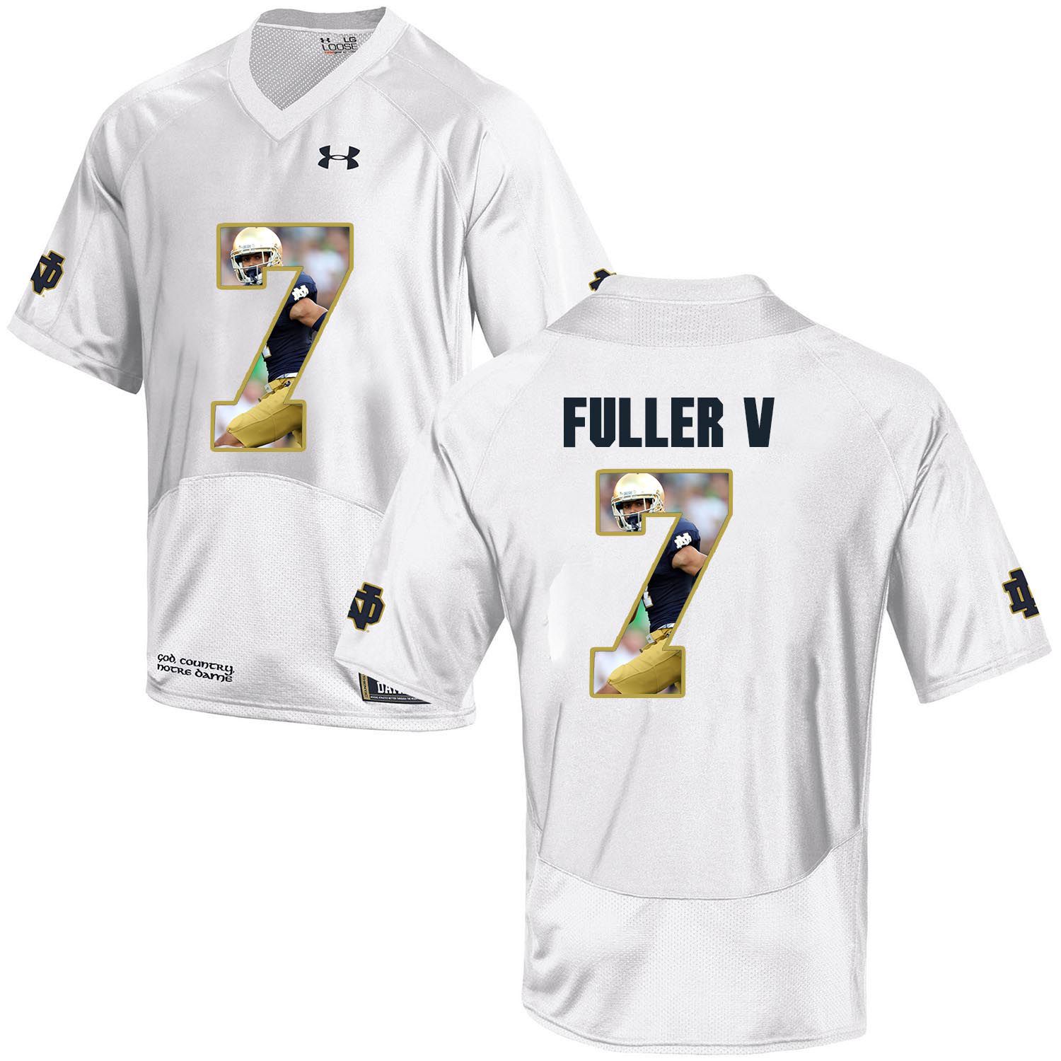 Men Norte Dame Fighting Irish #7 Fuller v White Fashion Edition Customized NCAA Jerseys